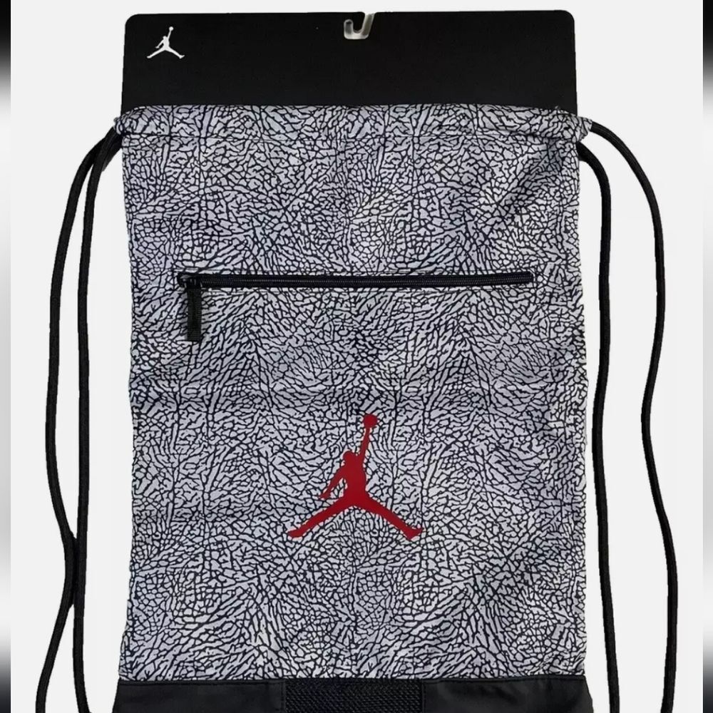 Jordan Jersey Gym Sack Drawstring Bag- 100Black/E